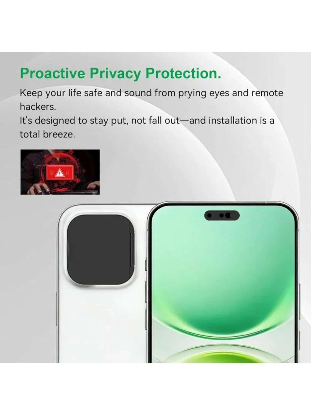 2-Pack Privacy Camera Lens Protector for iPhone 16 Pro/Pro Max - Anti-Spy Cover